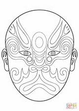Mask Opera Chinese Coloring Drawing Pages Printable Template Mayan Phantom Supercoloring Para Super Getdrawings Goalie Visit sketch template