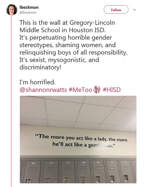 texas school removes sexist sign from hallway that told girls to act