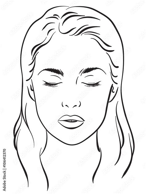 beautiful woman  closed eyes portrait face chart makeup artist