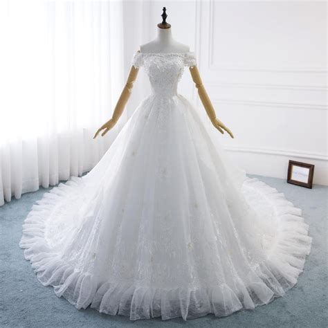 gucidesigns  aline royal white wedding dress sequied  shoulder bridal gown  pearls
