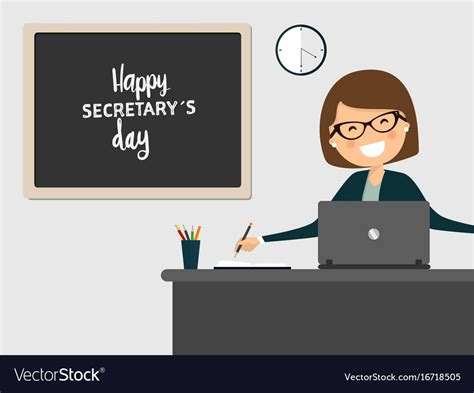 happy secretarys day celebration female office vector image