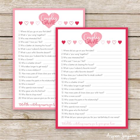 valentines couples game cards aspen jay