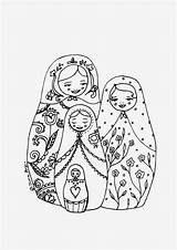 Coloring Pages Matryoshka Doll Printable Colouring Pdf Russian Sheets Nesting Books Illustrations Template Etsy Adult Instant sketch template