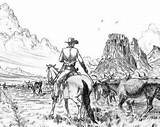 Cattle Drive Clipart Sketch Cowboys Cliparts Western Trails Campfire Library Around sketch template