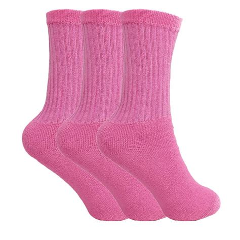 Aws American Made Cotton Crew Socks For Women Pink 3 Pairs Size 9 11