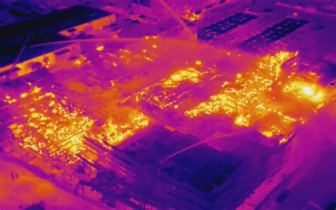 emmet drones drone  thermal camera shows hot spots  massive fire  oakland calif