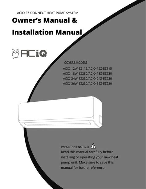 aciq  ez owners manual installation manual   manualslib