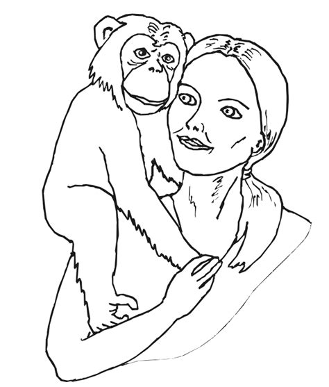 monkey coloring page chimp   womans shoulder monkey coloring