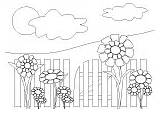 Coloring Garden Fence Pages Flowers Sheets Flower Spring Template Printable sketch template
