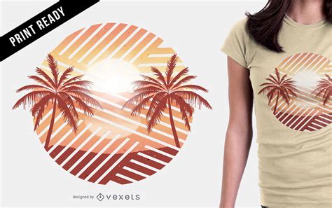 Palm Trees Sunset T Shirt Design Vector Download