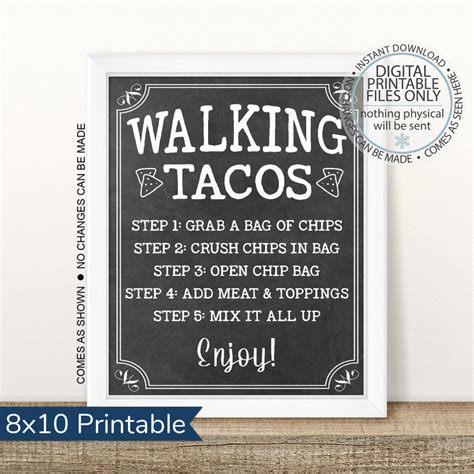 printable walking tacos sign snowbound print