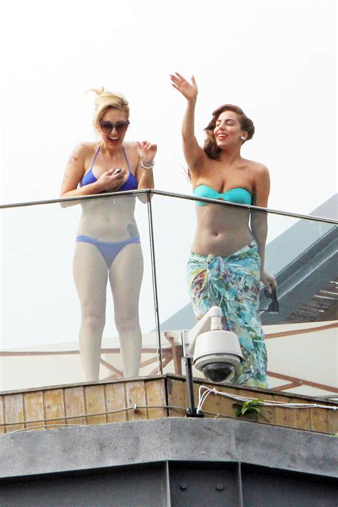 Lady Gaga Hottest Bikini Top On The Balcony Of Her Hotel