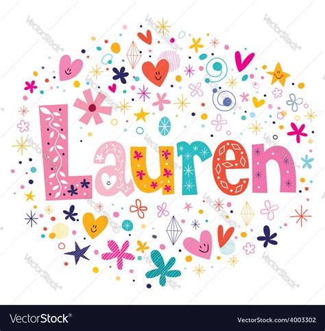 Lauren Female Name Decorative Lettering Type Vector Image