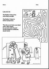 Prodigal Son Parable Jesus Activity Maze Worksheets Word Search Puzzle Crossword Coloring Kids Lost Worksheet Pages Sheets Bible Puzzles Good sketch template
