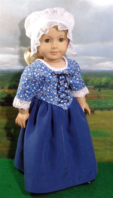 colonial girl in blues doll clothes american girl american girl doll
