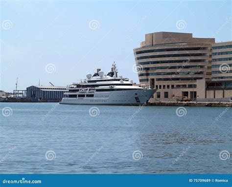 barcelona spain luxury large super yacht  port editorial stock image image