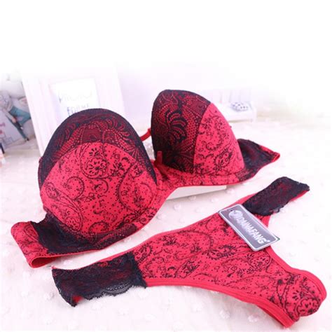 new sexy women lace embroidered padded lingerie push up bra sets