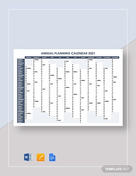 planning calendar templates  sample  format