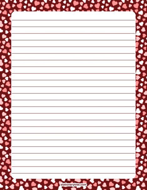 printable heart stationery  writing paper   downloads