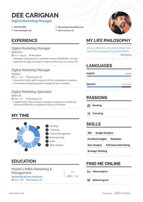 professional resume template  blue accents   image   man
