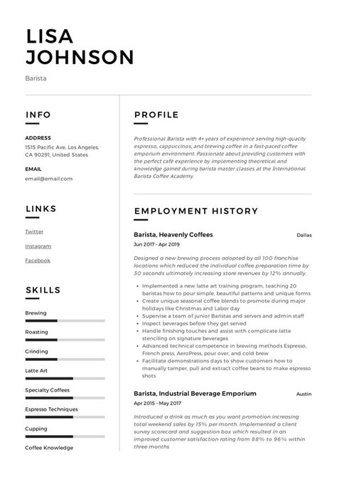 barista resume sample resume examples resume guide resume skills
