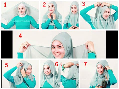 tutorial hijab segi empat simpel elegan