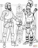 Indigenas Español Imperio Culturas Supercoloring Soldado Cortez Azteca Caballeros sketch template