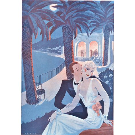 Vintage Valentine Art Deco Lovers Print From Yoshagraphics