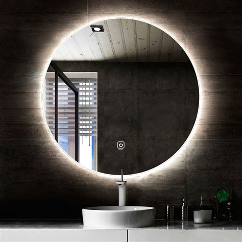 saniclear circle ronde spiegel met led verlichting cm  spiegelverwarming sk