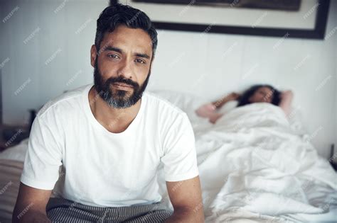 Premium Photo Sad Depression And Portrait Of A Man On A Bed With Wife