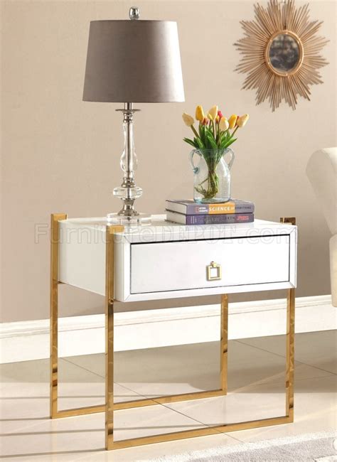 annie side table 802 in white glass by meridian