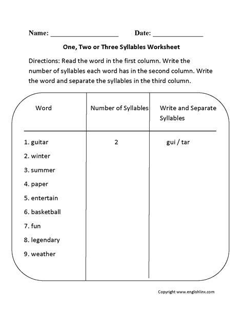 printable multisyllabic words worksheets printable templates