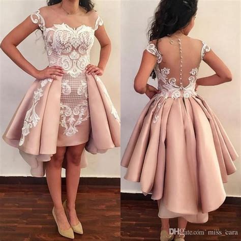 2018 blush pink short cocktail dresses off shoulder white