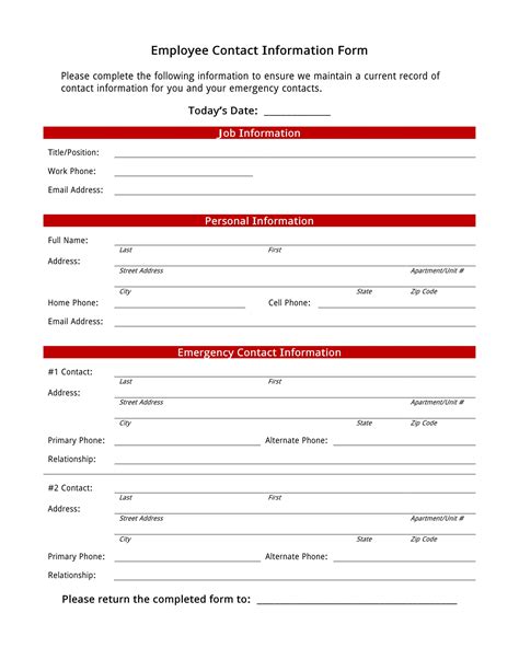 employee information forms  ms word