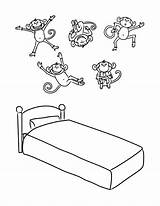 Monkeys Little Five Coloring Jumping Bed Pages Printable Monkey Para Preschool Bust Ingles Principiantes Crayons Board Print Activities Guardado Choose sketch template