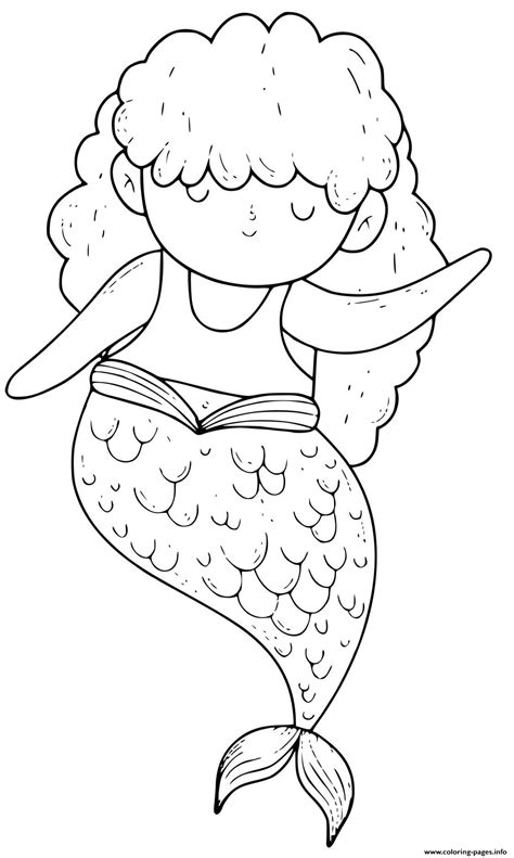 A Thoughtful Mermaid With Her Eyes Closed Coloring Pages Printable