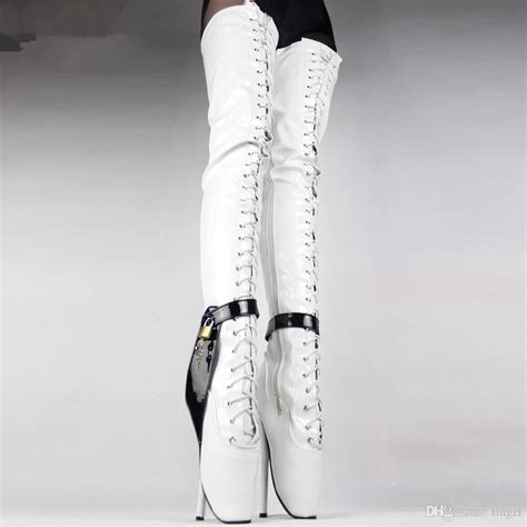 white extreme high heel 18cm 7 spike heel thigh high boot women sexy