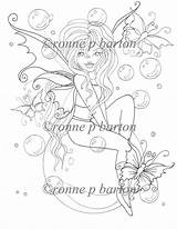 Coloring Fairy Pages Dark Gothic Goth Etsy Printable Fantasy Cartoon Fairies sketch template