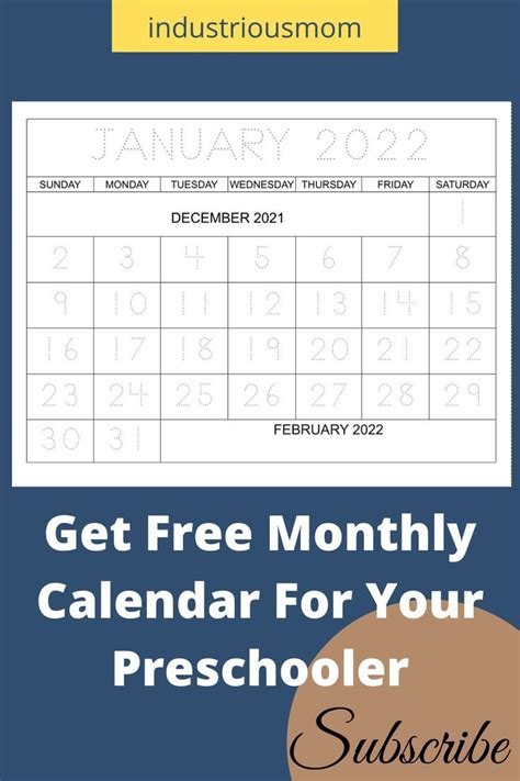 printable calendar  preschooler kids calendar learning