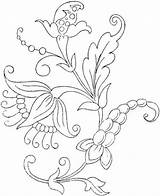 Embroidery Jacobean Coloring Flowers Patterns Pyrography sketch template