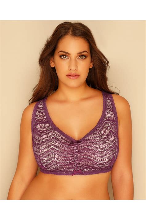 nude and purple all over lace racer back bralette plus size