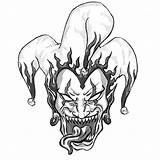Jester Scary Drawing Evil Joker Skull Face Drawings Tattoo Designs Wicked Clown Cartoon Leprechaun Tattoos Head Demonic Cry Later Court sketch template