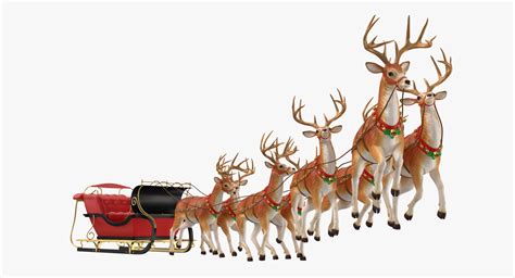 sleigh reindeers flying  model turbosquid