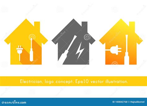 electrician logo set stock vector illustration  thunder