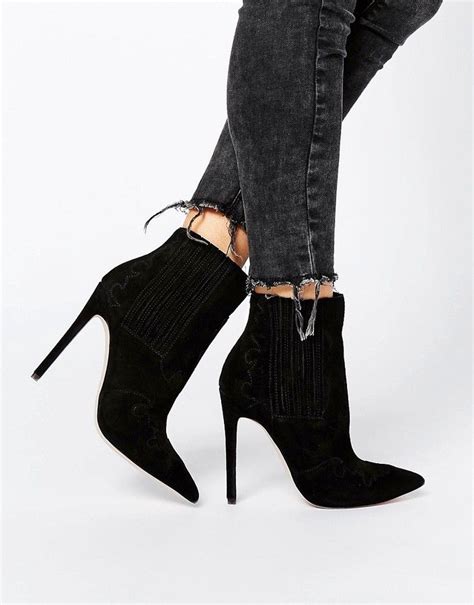 asos eclectic suede western pointed ankle boots shopstyle pointed ankle boots boots fashion