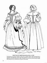 Coloring Pages Puritan Fashion Drawing Clothing Historical Century Color Fashions English Colouring Restoration Cavalier Period Plates Dress Costume 17th Drawings sketch template