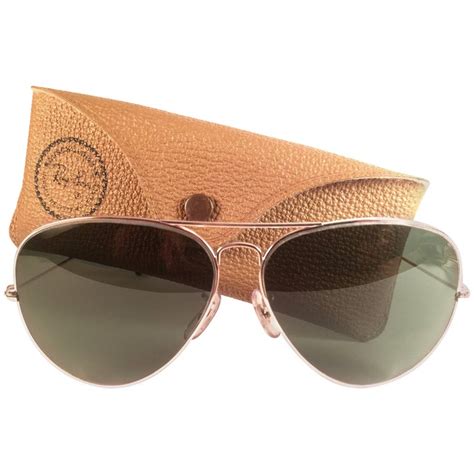 vintage ray ban aviator mm white gold grey  lenses bl sunglasses  stdibs ray ban