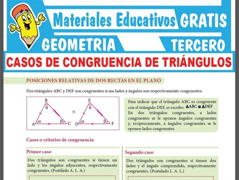 casos de congruencia de triángulos para tercer grado de secundaria