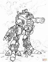 Steampunk Robot Coloring Pages Drawing Giant Cannon Big Adults Drawings Machines Line Gear Colouring Draw Books Getdrawings Spy Print Getcolorings sketch template
