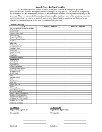 move  checklist samples tenant cleaning inspection